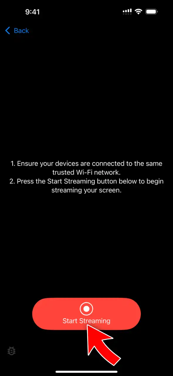 Tap Start Streaming in VlogMonitor
