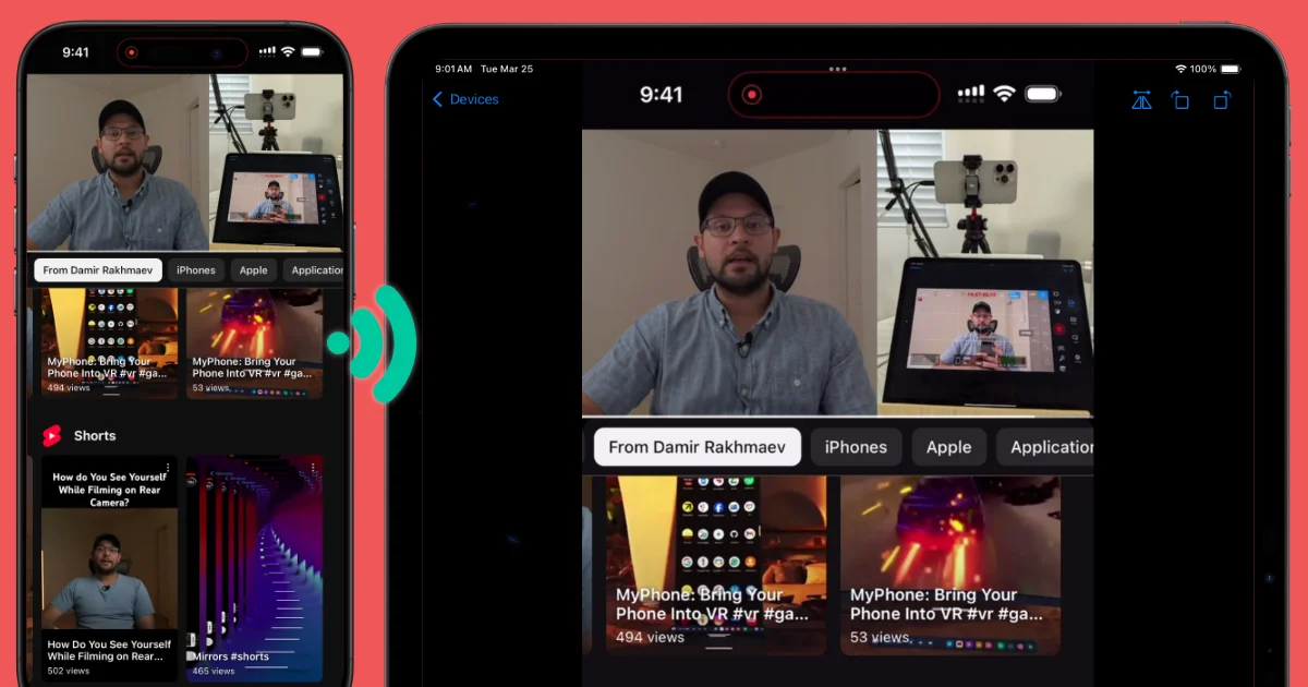 Mirroring an iPhone to a Mac using VlogMonitor app